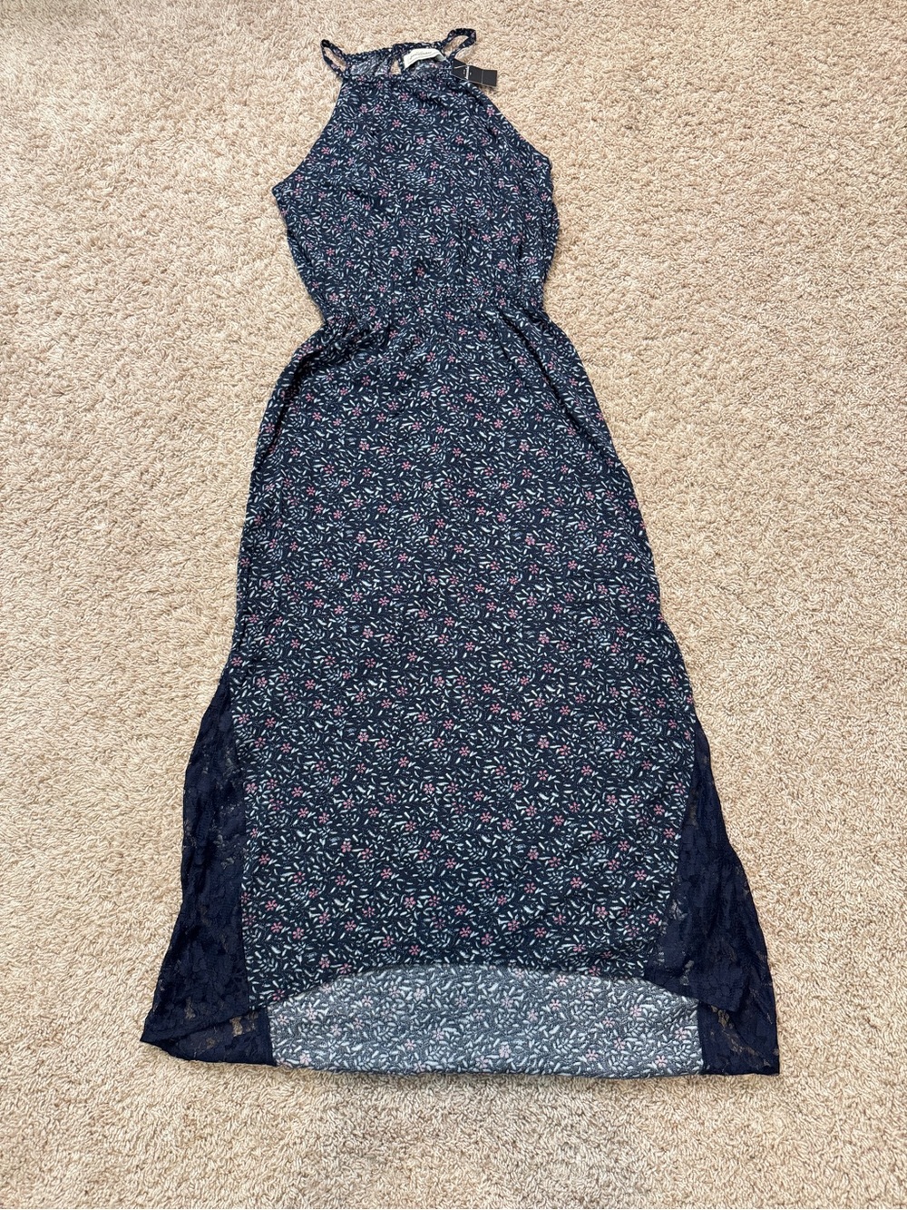 NWT Abercrombie & Fitch navy blue floral maxi dress Girls Xlarge - Picture 4 of 13